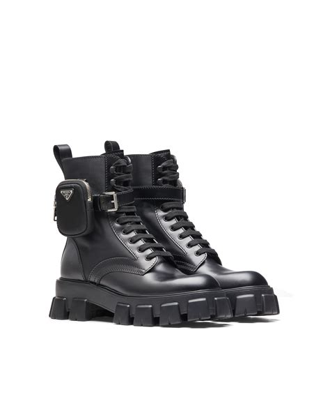 prada monolith brushed leather booties|prada monolith boots men's.